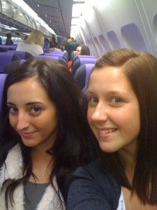 Rach & Nic on the plane