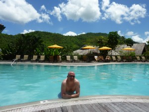 Leighton in the pool at Marigot Bay