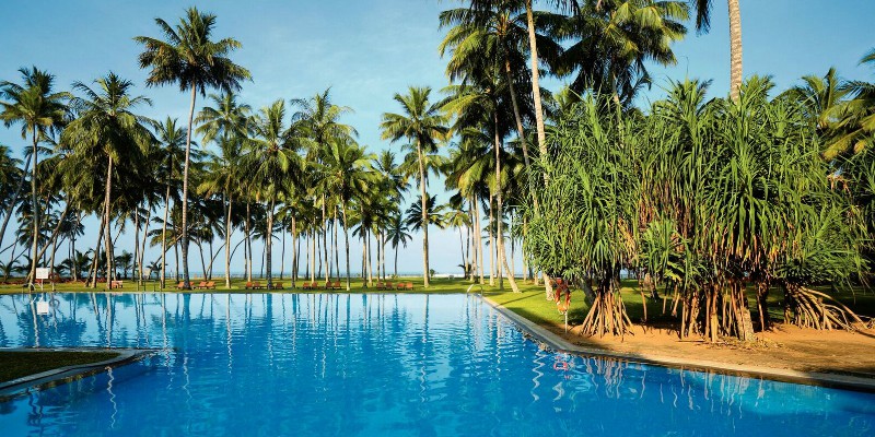 Pooolside view of the main pool at Blue Water Hotel Sri Lanka