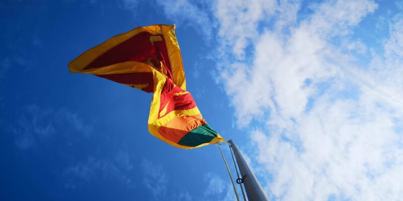 Sri Lankan flag flying