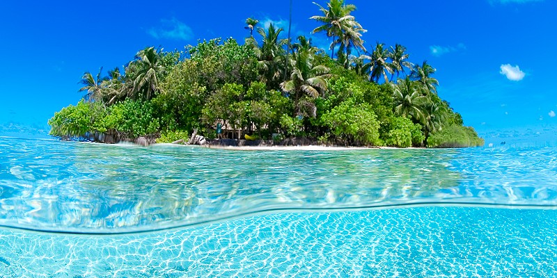 Maldivian island from water level