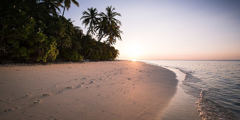 A tropical beach landscape in Mauritius