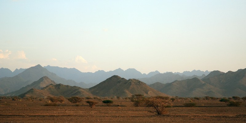 The Hajar Mountains from the desert in Ras al Khaimah