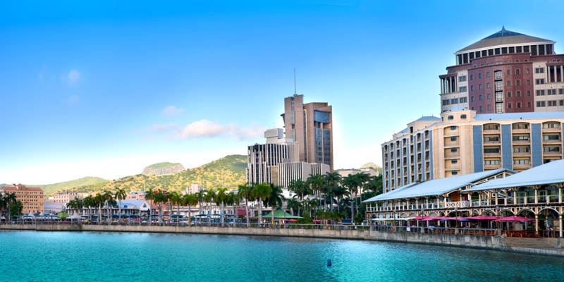 Port Louis waterfront in Mauritius 