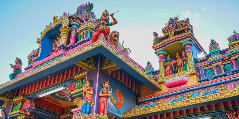Portion image of Kaylasson temple at Sainte Croix in Port Louis, Mauritius