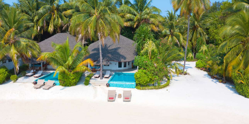 Aerial Shot of Luxury Beachfront Villa