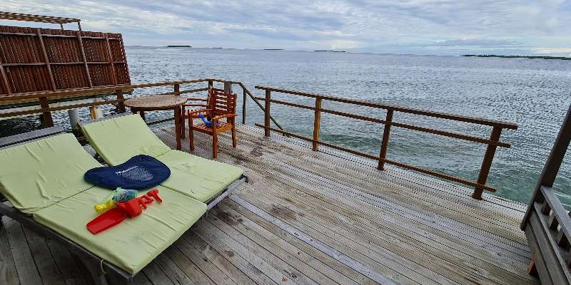 Picture of the balcony in a Water Villa at Furaveri Island Resort & Spa