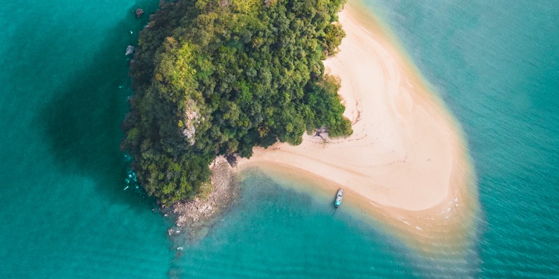 Aerial shot of Koh Yao Noi island in Thailand