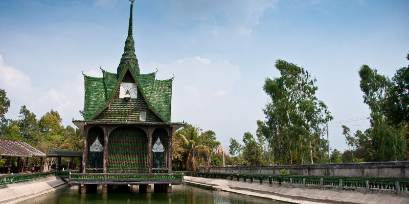 Wat Pa Maha Chedi Kaew or the bottle temple in Thailand