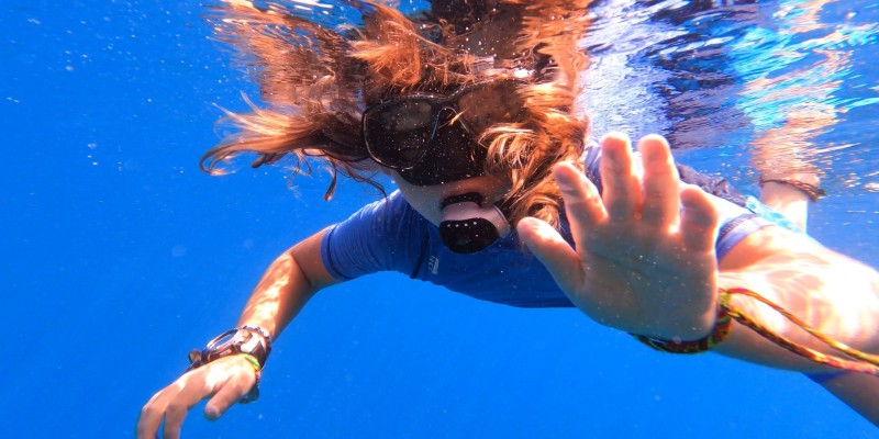 A woman snorkelling