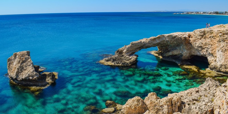 Landscape of rocks in the sea in Cyprus