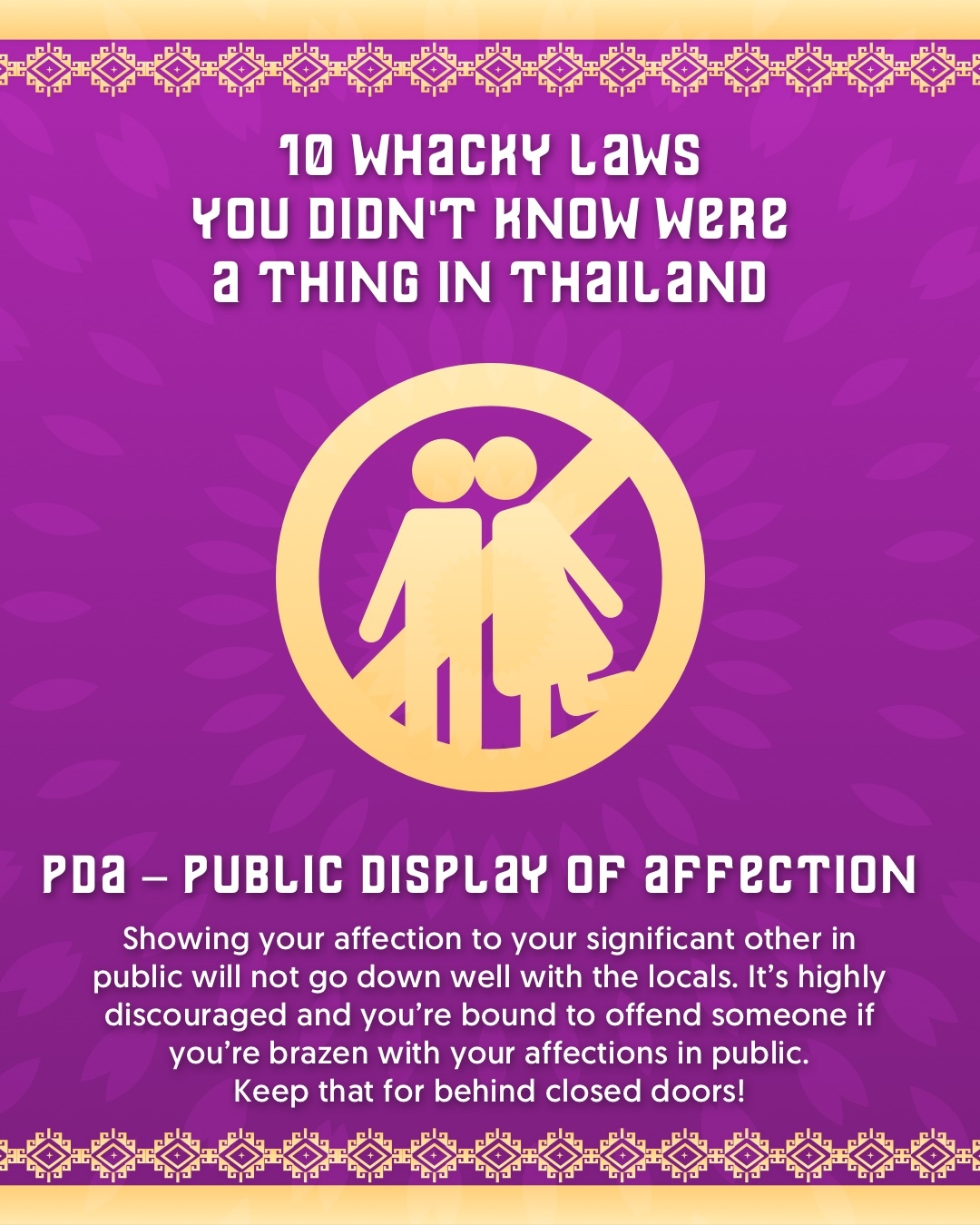 Infographic 10 Whacky laws in Thailand you didn't know were a thing!