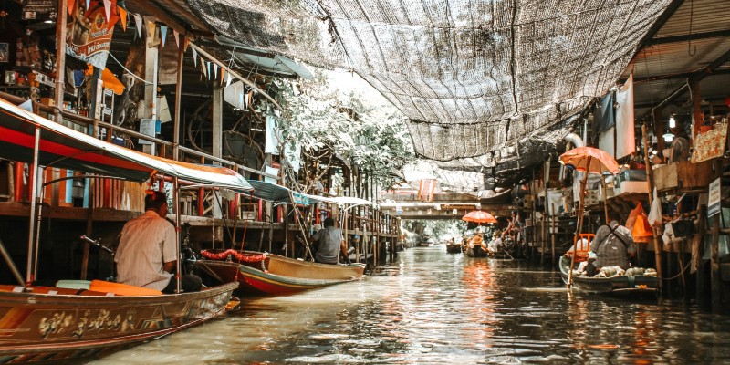 A floating market in Thailand