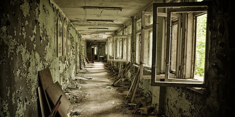 Interior shot of an abandoned building