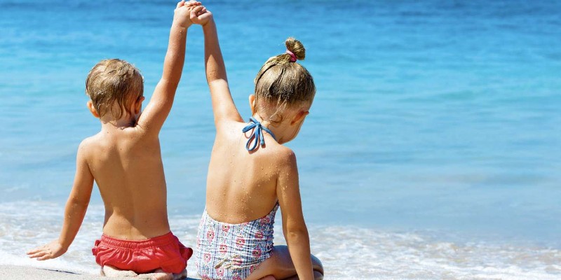 Two children on the beach