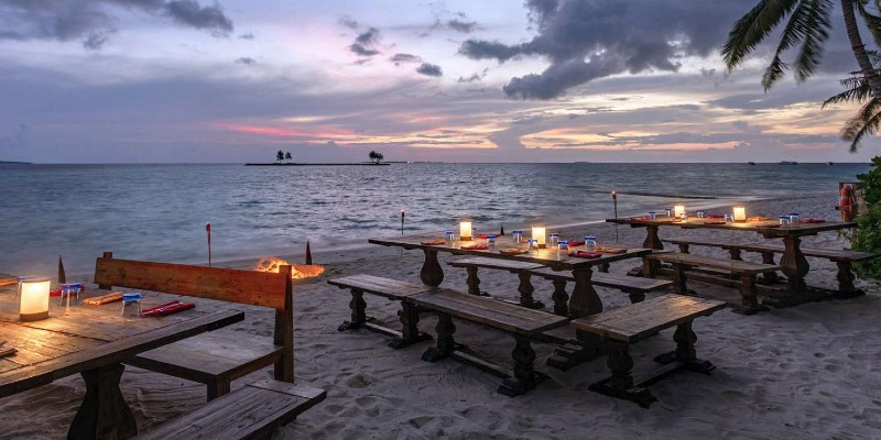 Dining tables on the beach