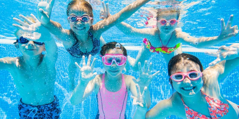 Kids playing in the pool