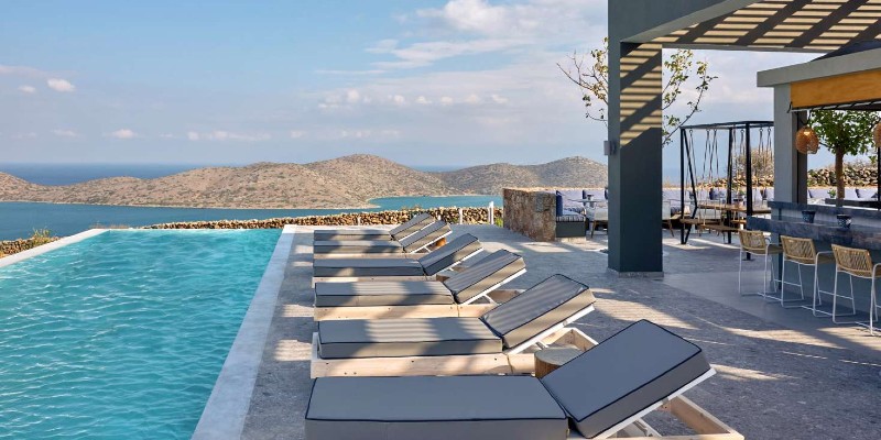 Main pool and bar area at Domes Aulus Elounda, Crete