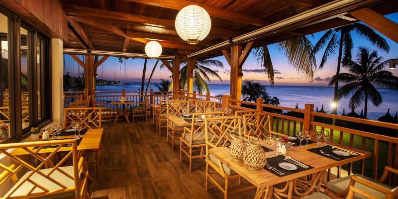 resort restaurant at sunset